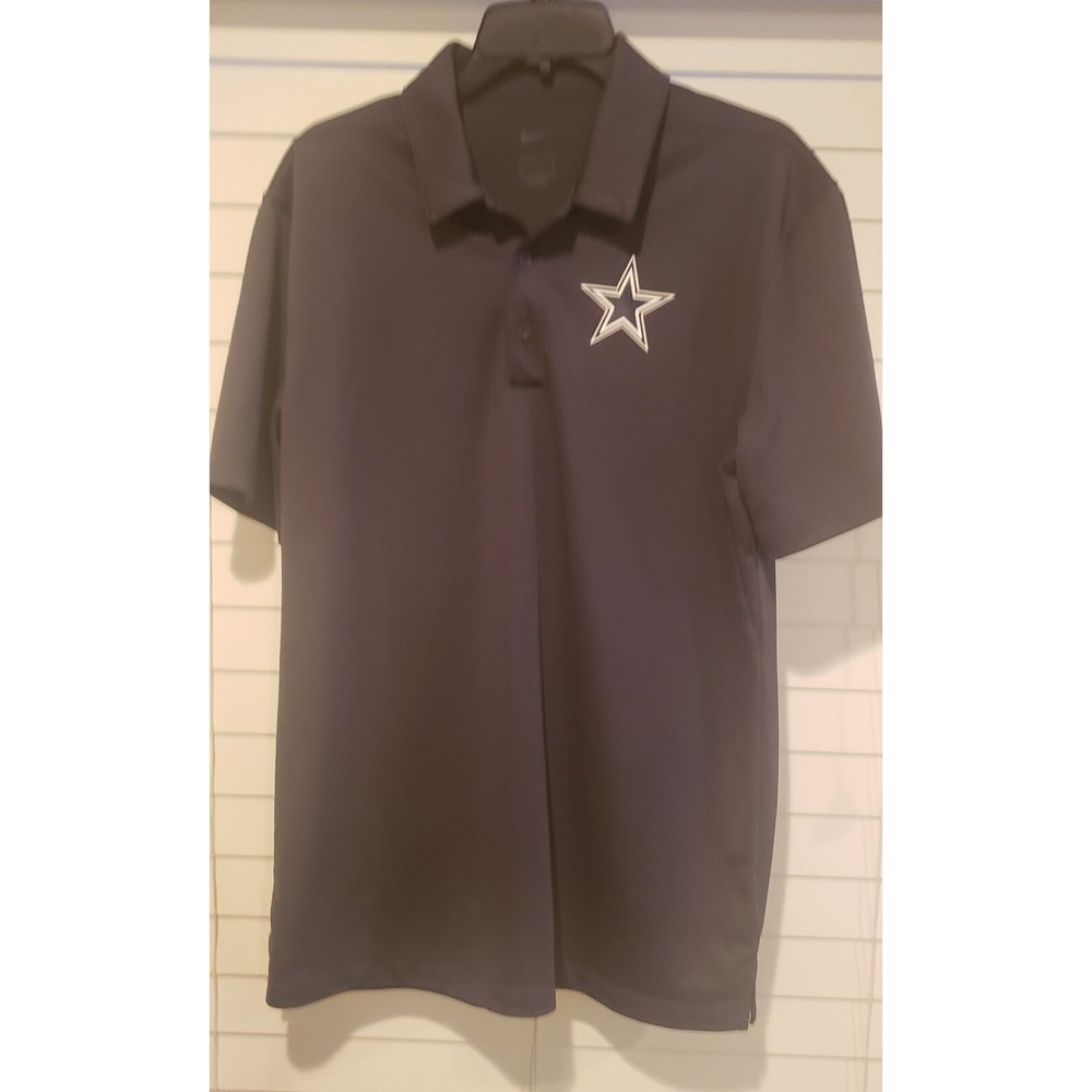 Nike Dri-Fit NFL Dallas Cowboys Gray Blue Men's Medium Polo Short Sleeve Shirt